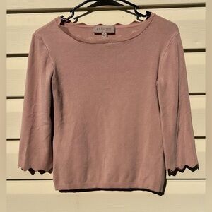 Philosophy Anthropologie Crewneck Scalloped Sweater dusty pink - size small